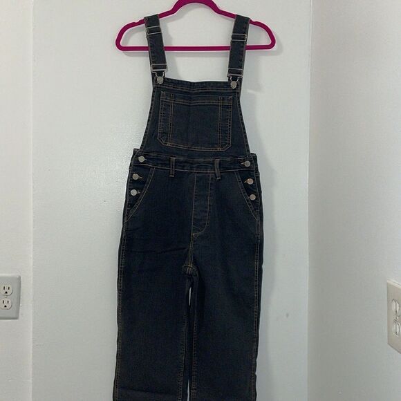 NWT WEWOREWHAT women’s size 2 straight tapered adjustable long overall jeans - Picture 4 of 15